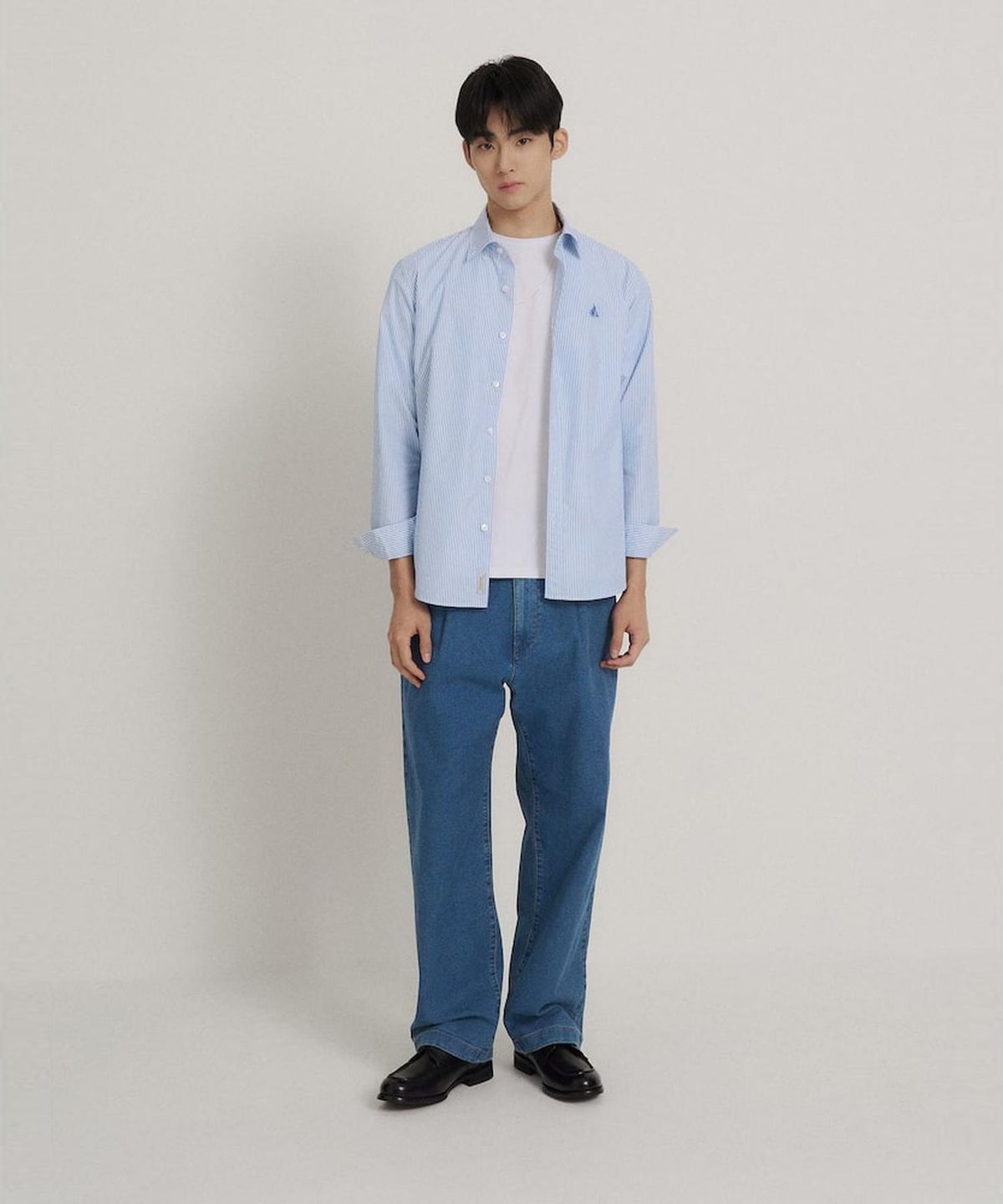 빈폴 멘(BEANPOLE MEN) 턱 와이드 데님 팬츠  블루