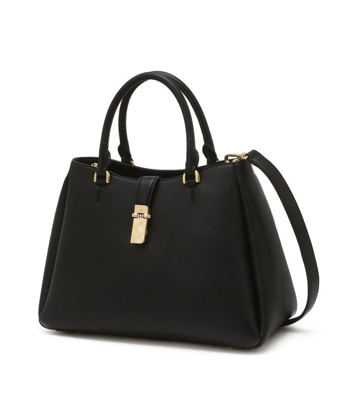 닥스 여성 액세서리(DAKS WOMENS ACCESSORIES) 블랙 소가죽 체크 장식 포인트 토트백 M_DCBA6E164BK