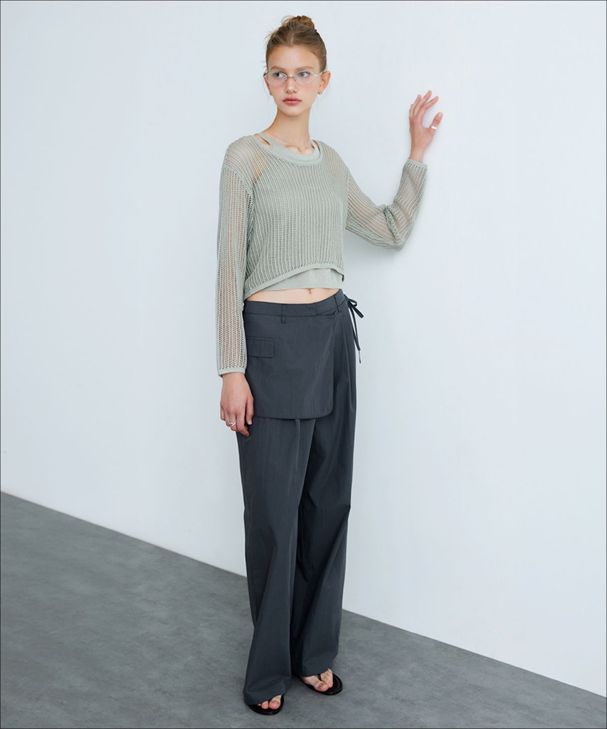 미쏘(MIXXO) 나일론 레이어드 팬츠_MIWTCG402B