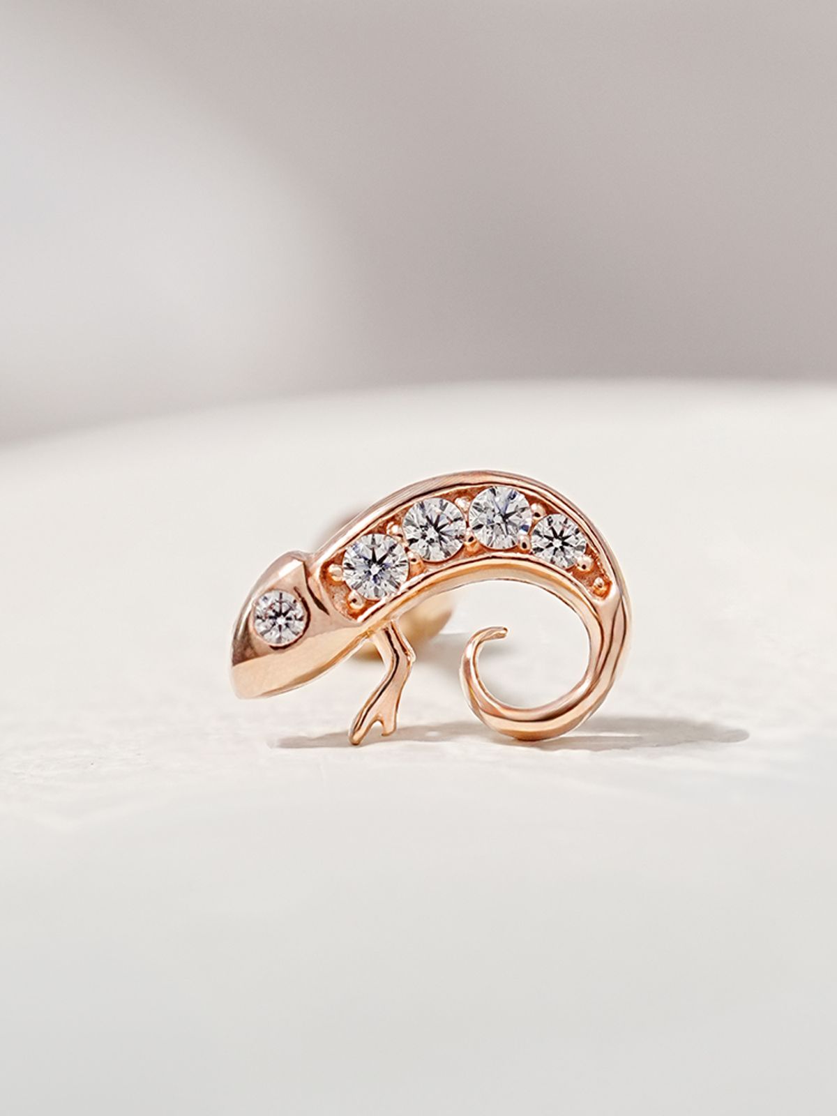 미니멀피어싱(MINIMALPIERCING) 14K 키치 리자드 큐빅 피어싱 귀걸이