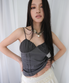 커스타드 메쉬 탑 *다크 그레이