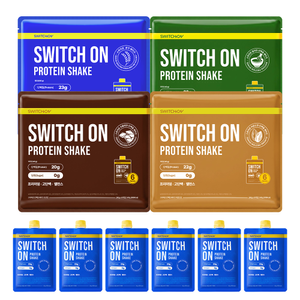 스위치온 단백질 쉐이크 곡물맛 초코맛 말차맛 아몬드맛 6포(1세트)