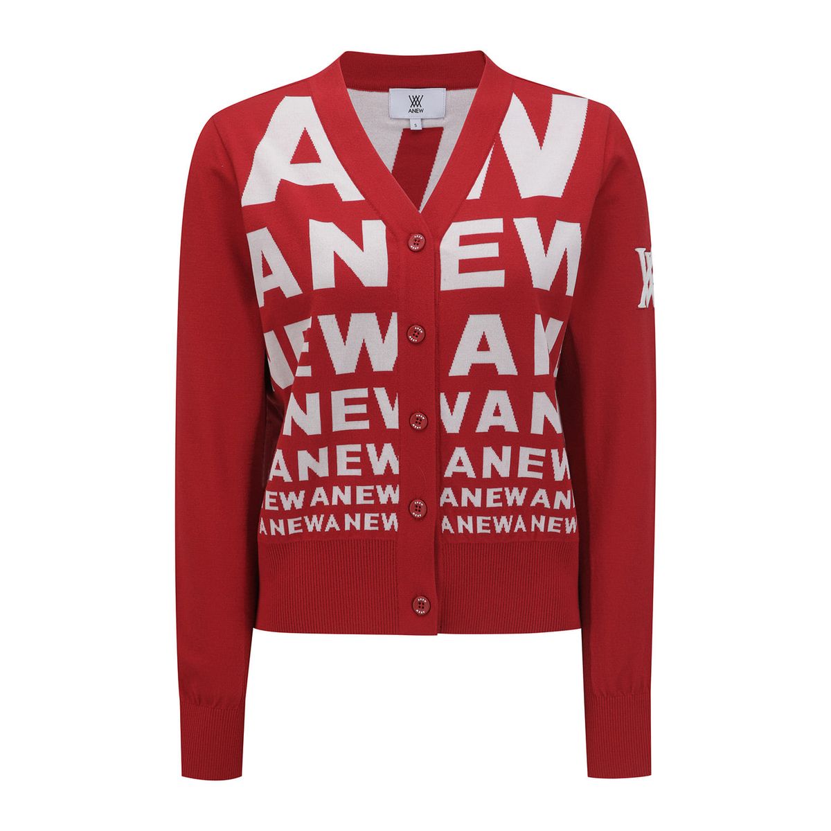 어뉴골프(ANEW GOLF) WOMEN LOGO PATTERN KNIT CARDIGAN_RE