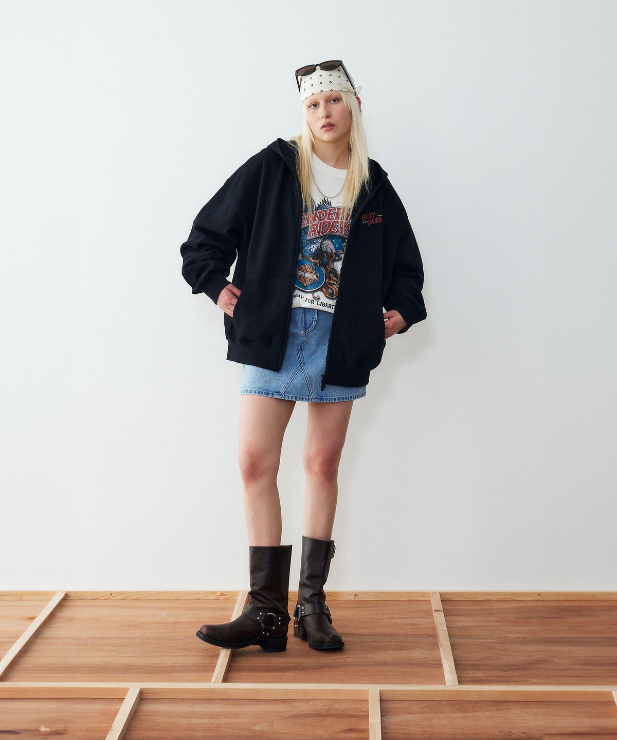 할리데이비슨 컬렉션스®(HARLEY-DAVIDSON COLLECTIONS®) [여성] 데님 미니 스커트 블루 HH26122001