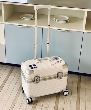 위로 여는 파일럿 승무원 캐리어 19인치 화이트 핑크