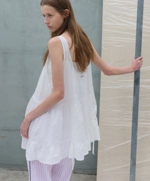 Low Tiered Sleeveless Dress - Off White