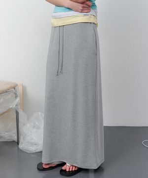 Jersey Straight Maxi Skirt - Melange Grey