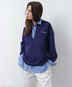 Overdyed V-neck Shirt - Blueberry Navy