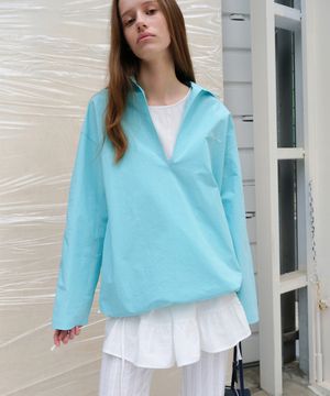 Overdyed V-neck Shirt - Tropical Blue