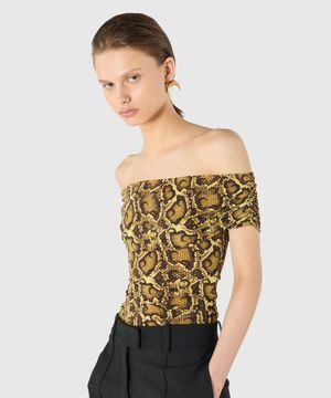 (W) 파이톤 프린티드 저지 뷔스티에 탑 옐로우 PYTHON PRINTED JERSEY BUSTIER TOP YE30 YELLOW