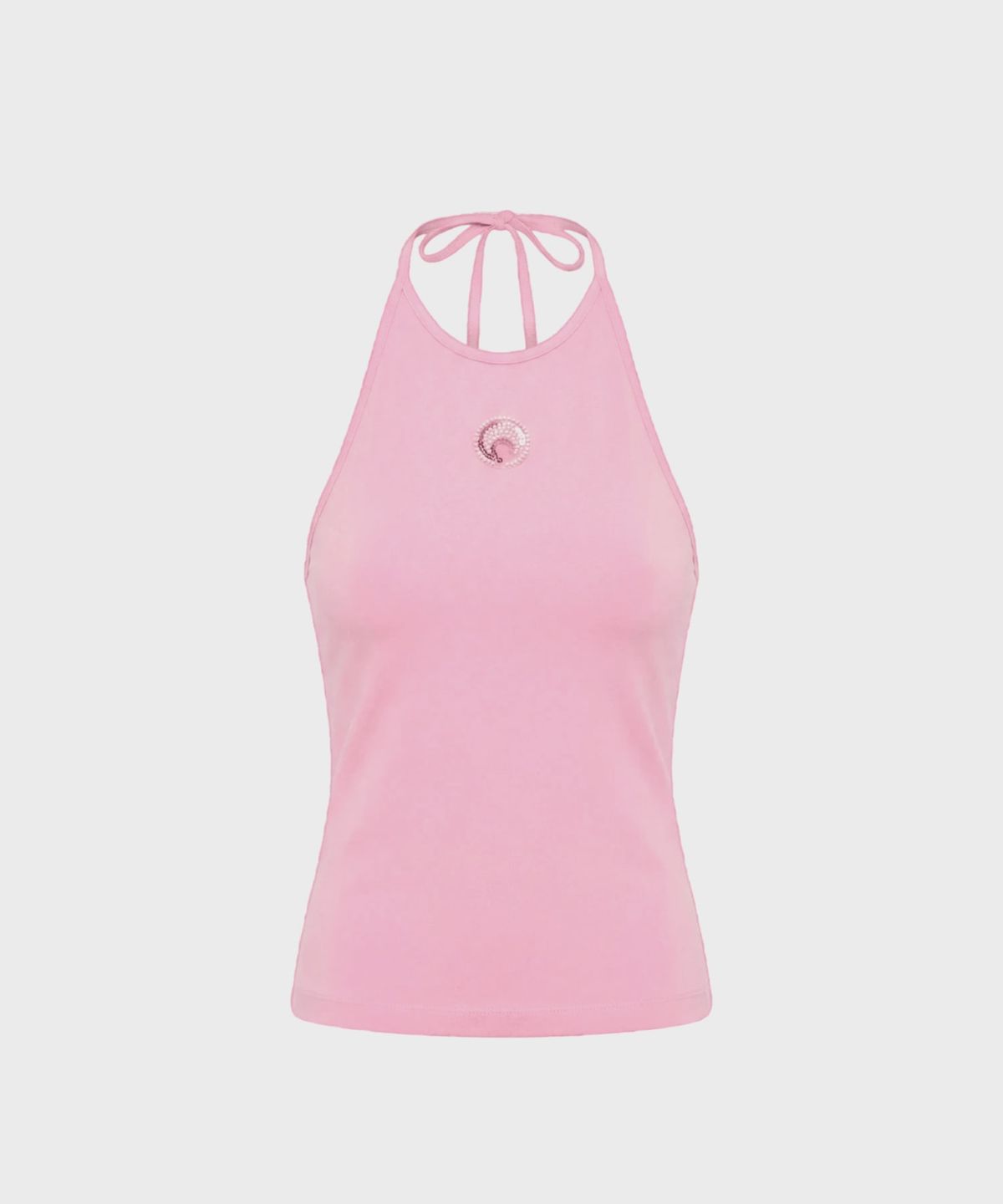 마린 세르(MARINE SERRE) (W) 펄 로고 슬리브리스 탑 핑크 PEARL LOGO SL TOP PK30 PINK