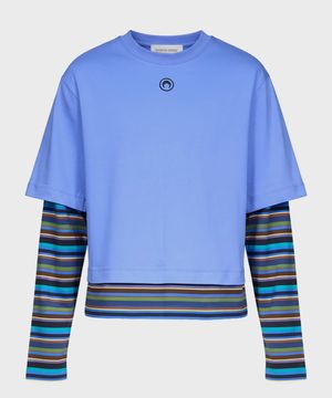 (U) 문 로고 스트라이프 저지 롱슬리브 티셔츠 블루 MOON LOGO STRIPES JERSEY LS T-SHIRT BL50 BLUE