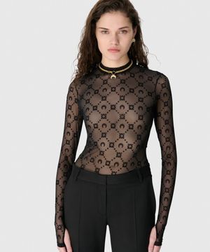 (W) 무노그램 메쉬 플록 롱슬리브 하이넥 탑 블랙 MOONOGRAM MESH FLOCK LS HIGHNECK TOP BK99 BLACK