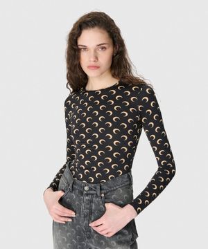 (W) 문 프린티드 저지 롱슬리브 크루넥 탑 인버스 탄 MOON PRINTED JERSEY LS CREWNECK TOP IT99 INVERSE TAN