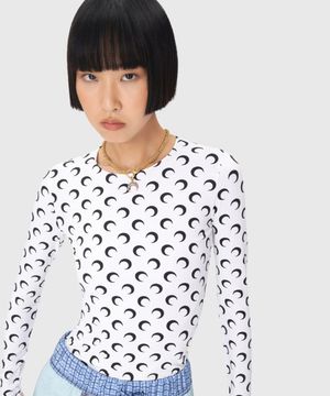 (W) 문 프린티드 저지 롱슬리브 크루넥 탑 옵티컬 화이트 MOON PRINTED JERSEY LS CREWNECK TOP WH00 OPTICAL WHITE