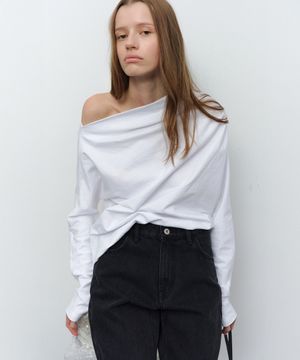Off Shoulder Terry T-shirt - Off White