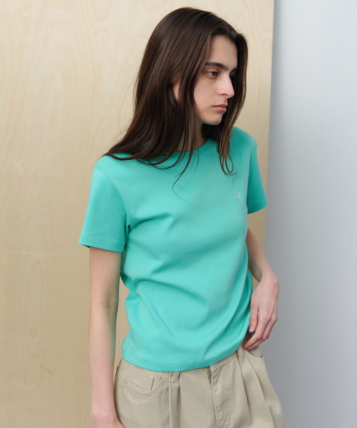 르바(LEVAR) All-day Cotton Rib T-shirt - Florida Mint
