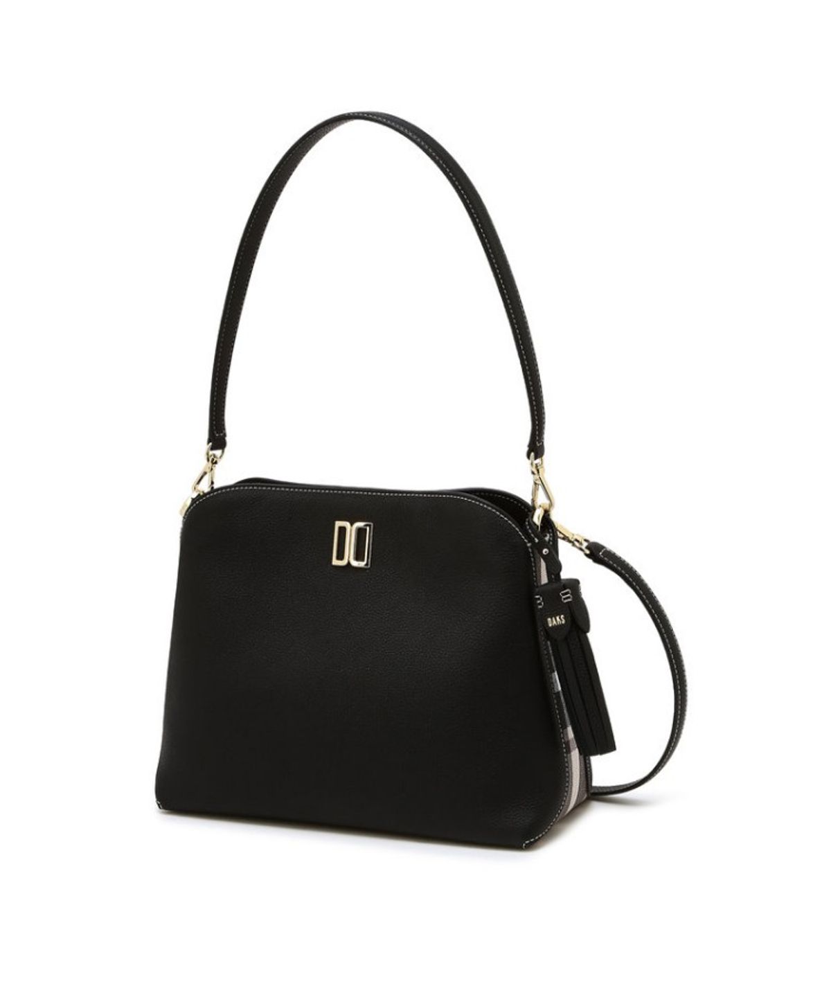 닥스 여성 액세서리(DAKS WOMENS ACCESSORIES) 블랙 DD로고 소가죽 숄더백_DCBA6E751BK