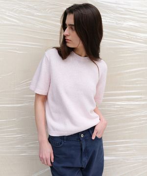 Pebble Boucle Knit Top - Blush Pink