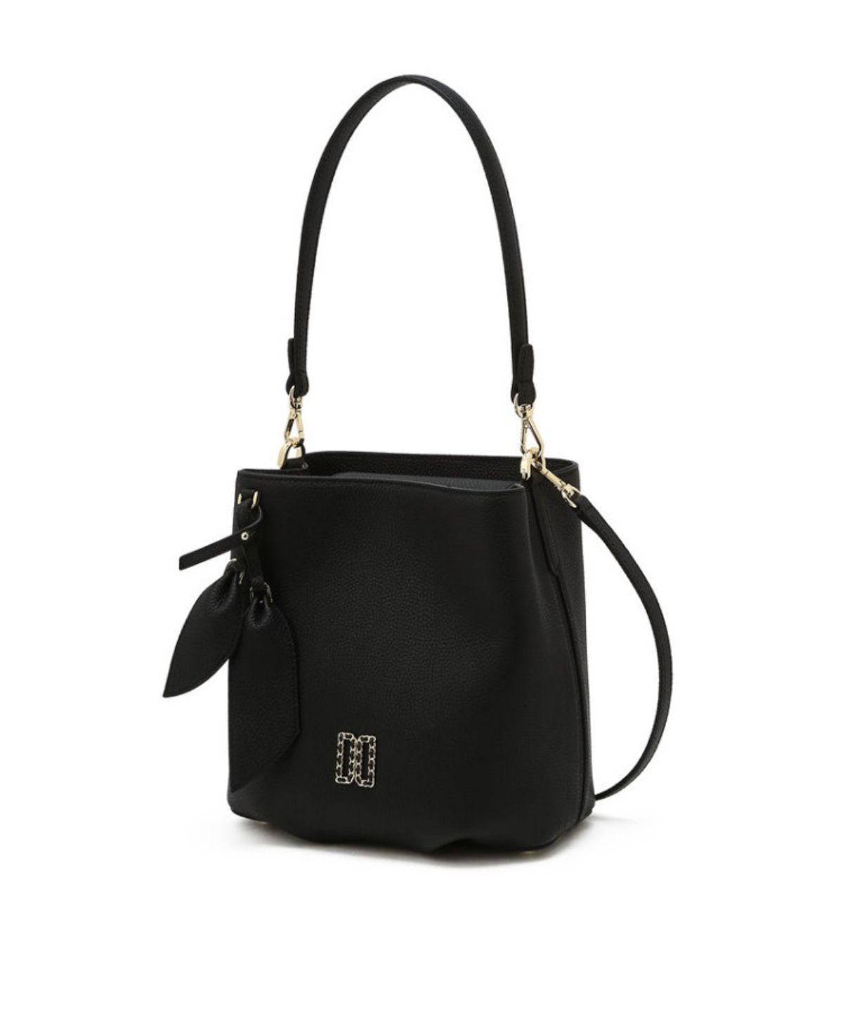 닥스 여성 액세서리(DAKS WOMENS ACCESSORIES) 블랙 천연소가죽 DD포인트 버킷형 숄더백_DCBA6E332BK
