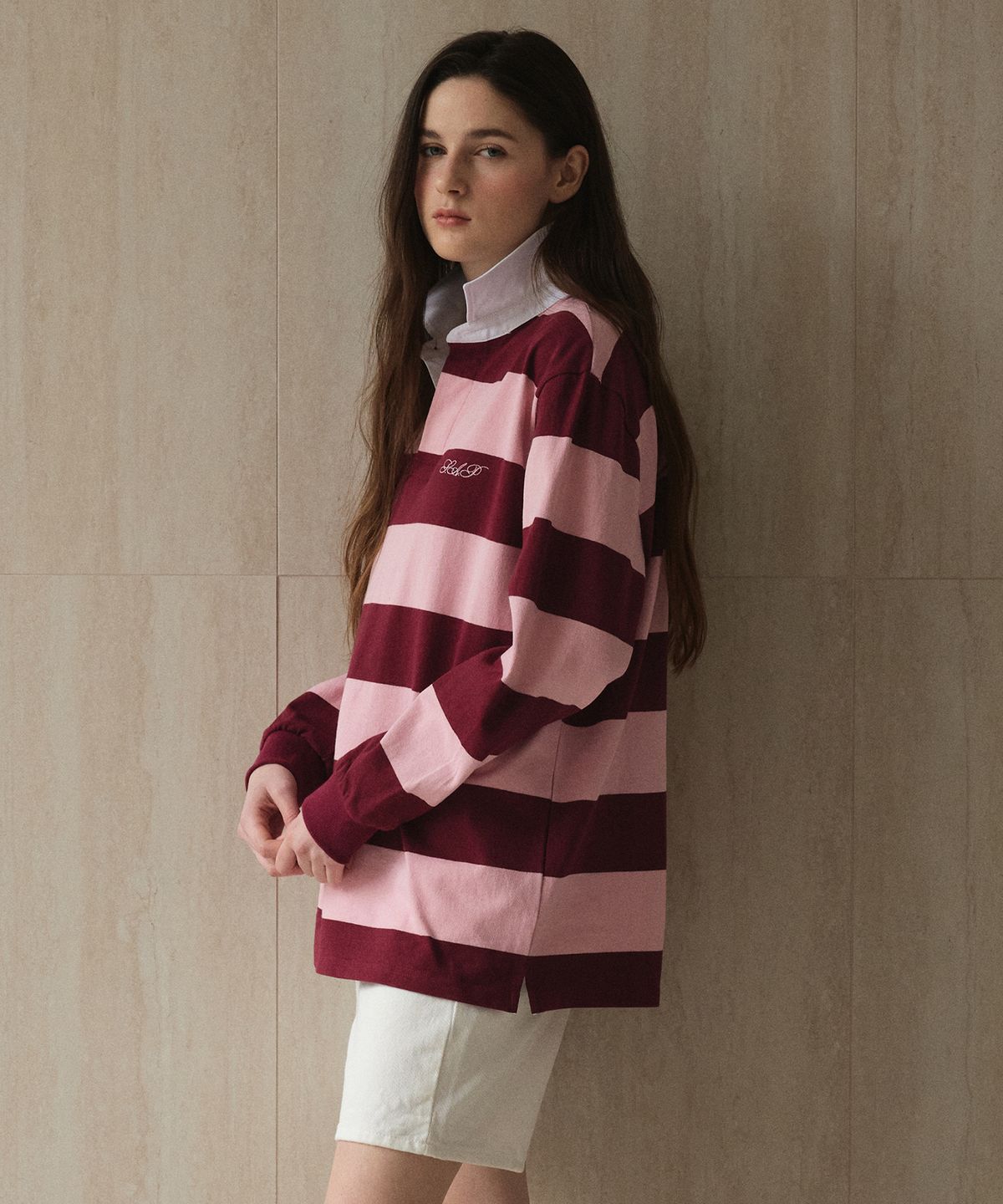 스튜디오앤파르크(STUDIO&PARC) Striped Rugby Shirt_Pink