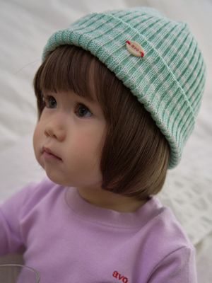 AVO STRIPE KNIT BEANIE_MINT