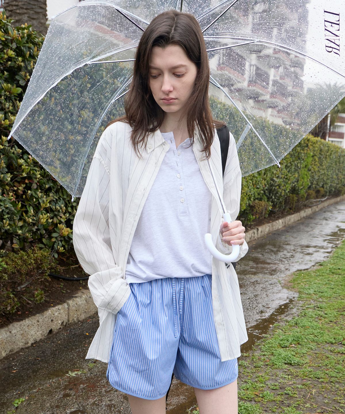르바(LEVAR) Fresh Stripe Over-Shirt - Off White Stripe
