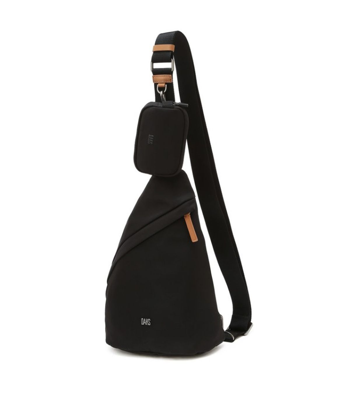 닥스 남성 액세서리(DAKS MEN'S ACCESSORIES) 블랙 로고장식 나일론 슬링백_DBBA6E855BK