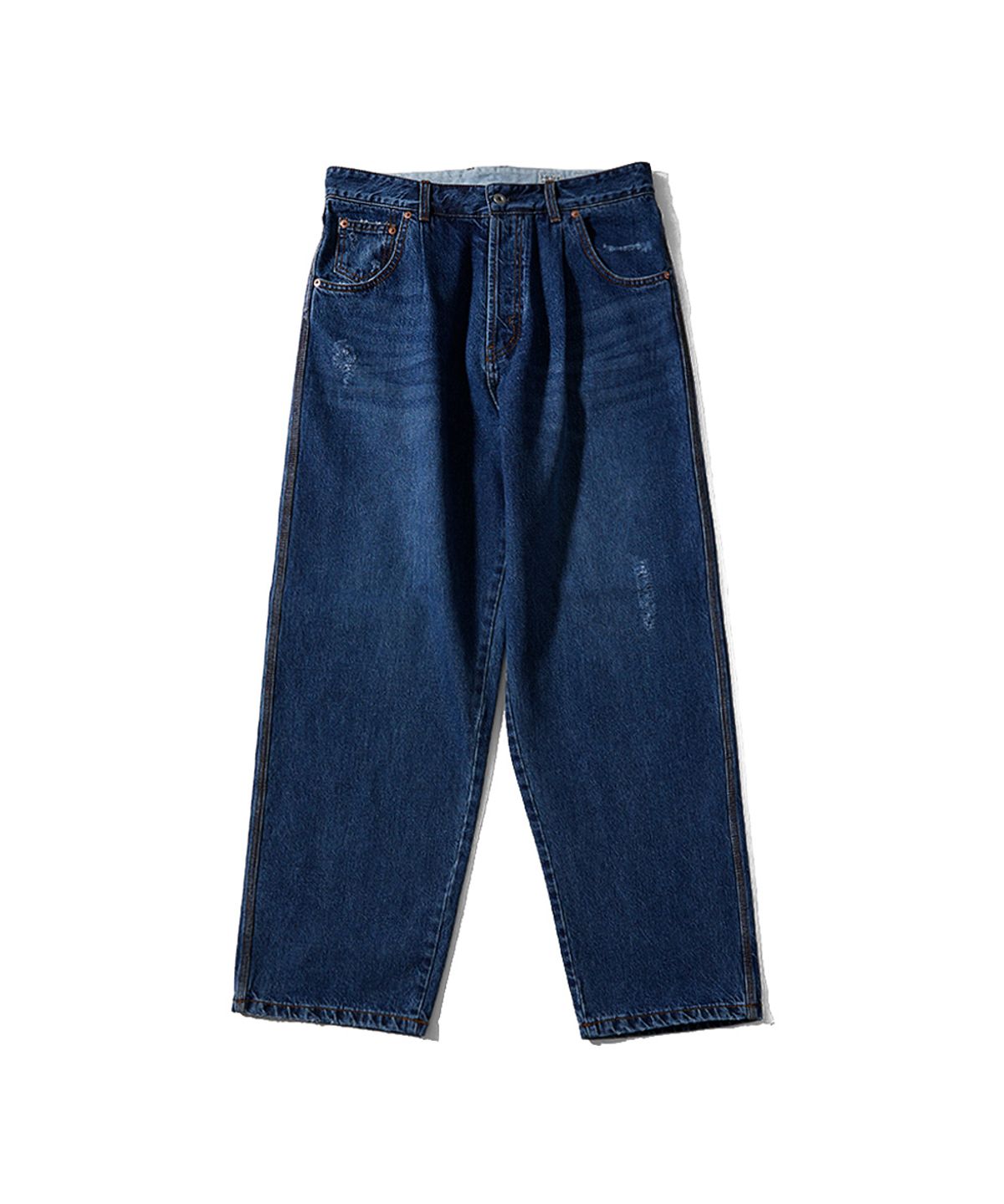 홀리선(HORLISUN) Blueborn Damage Loose Denim Pants Normal Navy