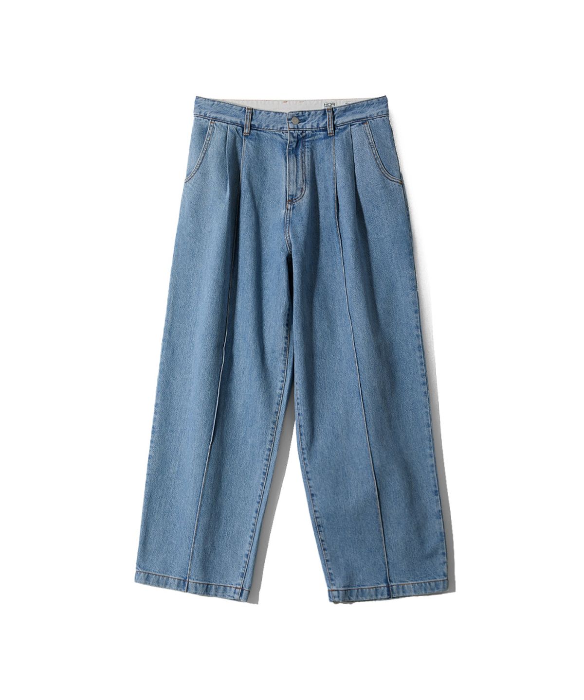 홀리선(HORLISUN) Nileblue Wide Pleats Denim Pants Light Blue