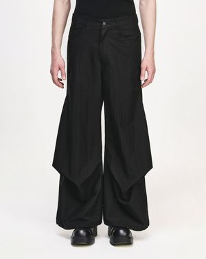 송지오 컬렉션 바이어스 드레이프 플레어 팬츠 블랙 SI3PT700BK