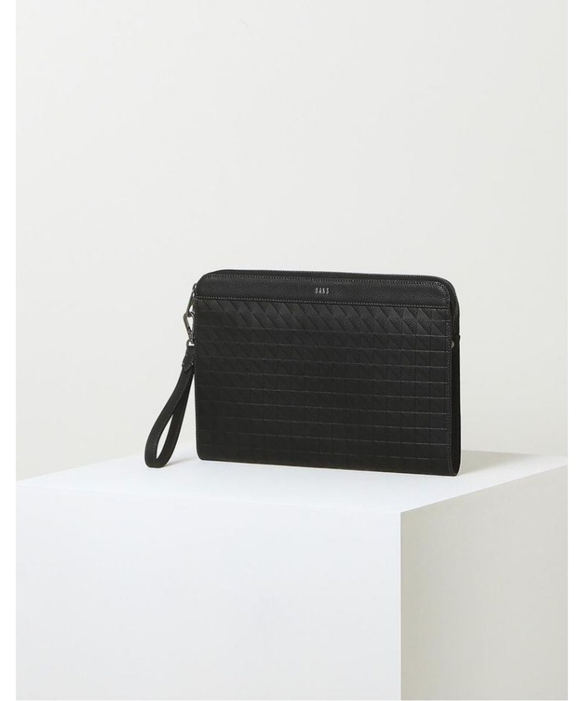 닥스 남성 액세서리(DAKS MEN'S ACCESSORIES) 블랙 그리드패턴 소가죽_DBBA6E269BK