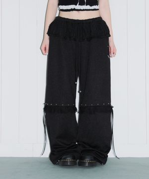 angel sheer layered jersey pt - black