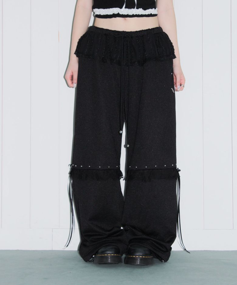 angel sheer layered jersey pt - black