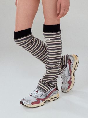 STRIPED LONG WARMER_CHARCOAL