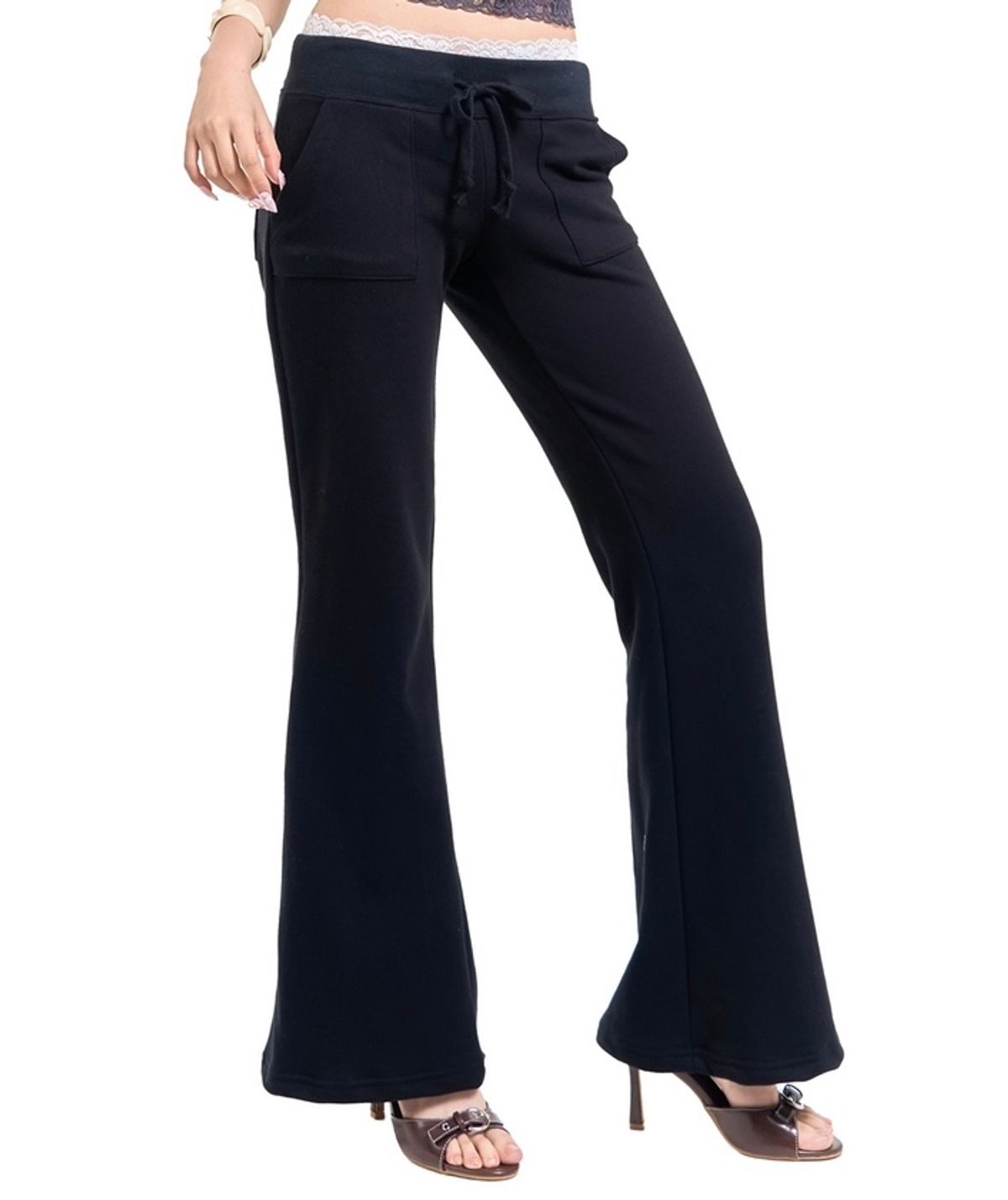 포어링(FORUSRING) Lace banding sweatpants (black)
