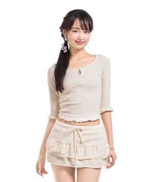 Blossom back-ribbon top (ivory)