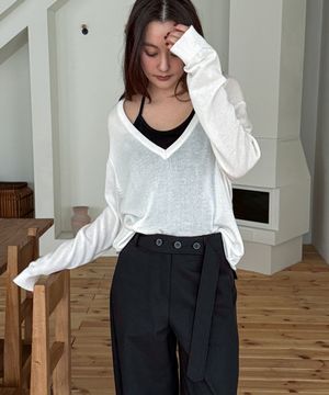 브이 니트 아이보리