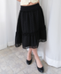 도트 쉬폰 후로킹 스커트 *블랙