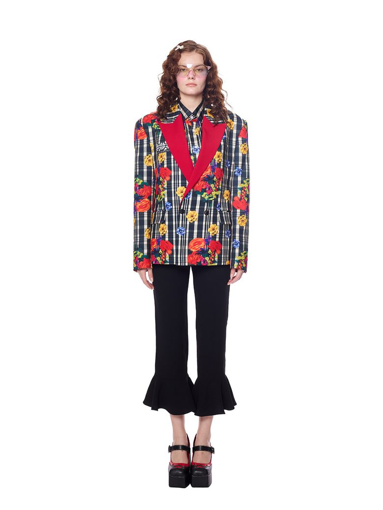 Joy Emblem Check Flower double Blazer