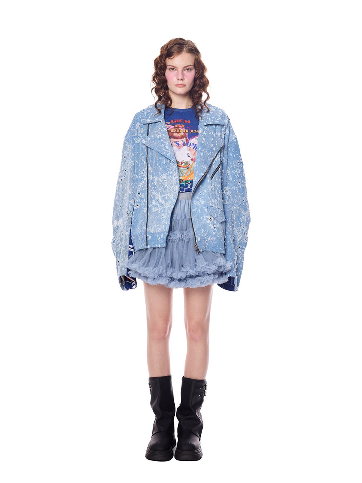 그리디어스(GREEDILOUS) YH Baby Baking Denim Rider Jacket