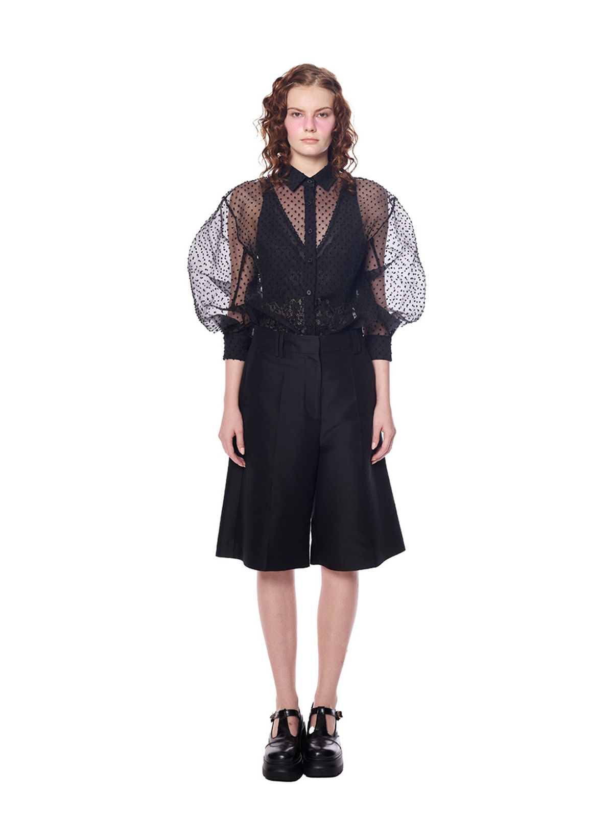 그리디어스(GREEDILOUS) Sheer Dot Shirt