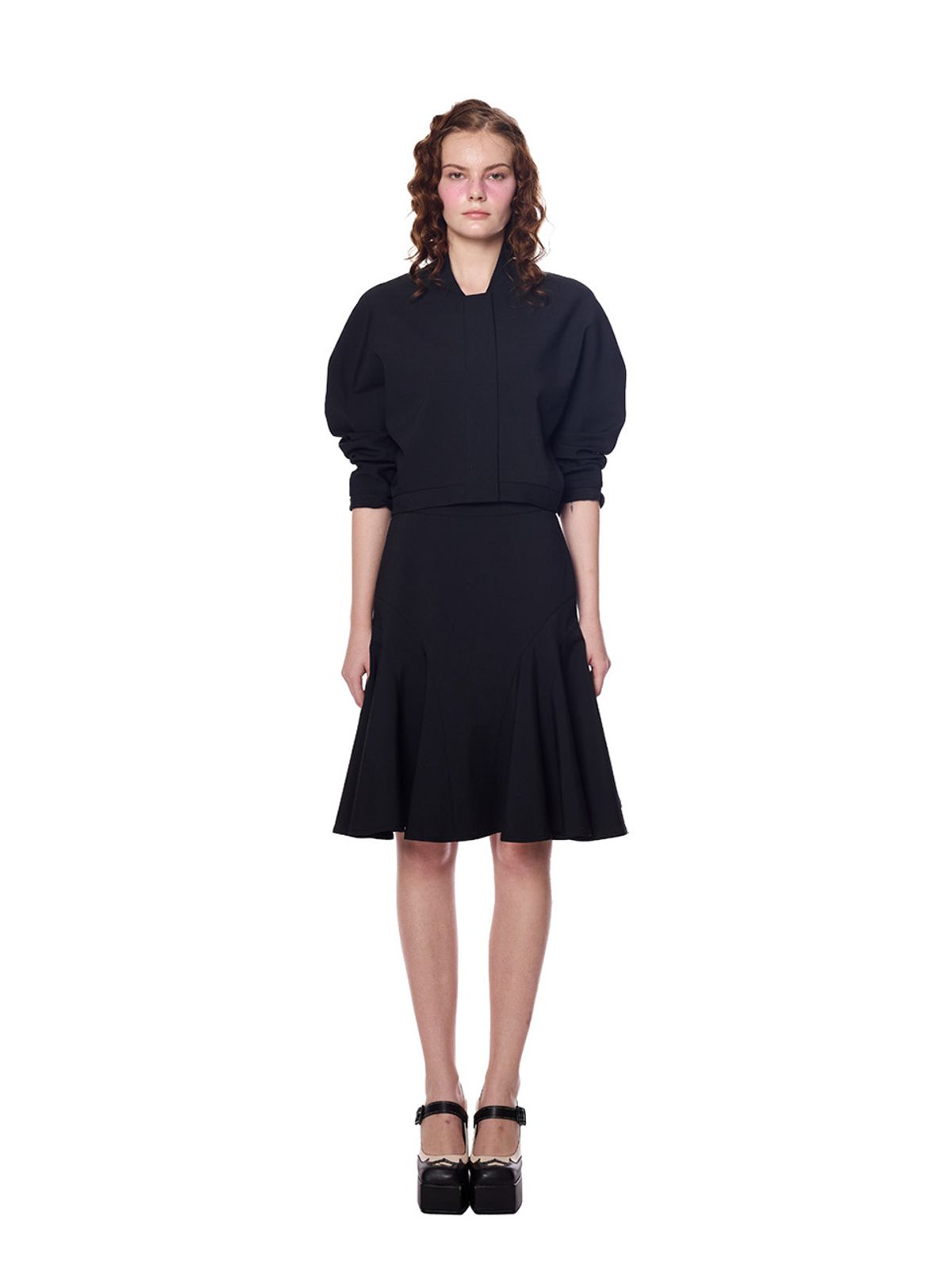 그리디어스(GREEDILOUS) Side seam ruffle midi skirt