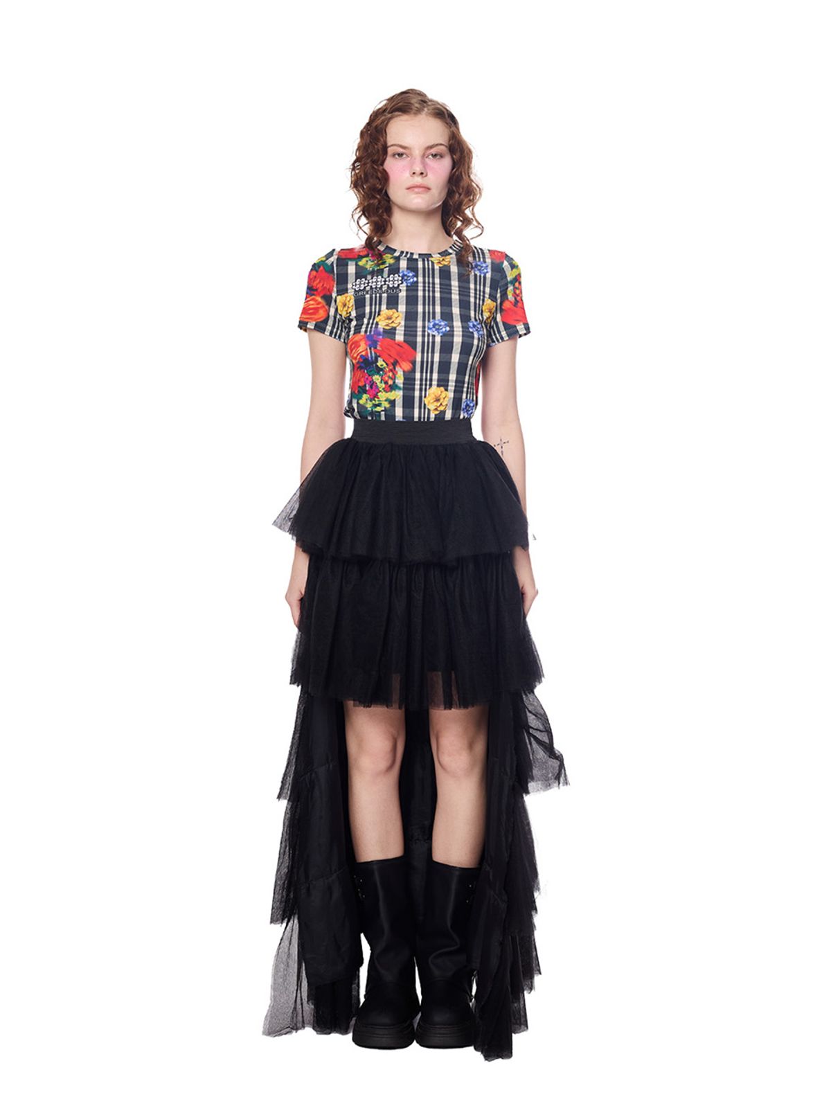 그리디어스(GREEDILOUS) Lace Tiered Ruffle long skirt