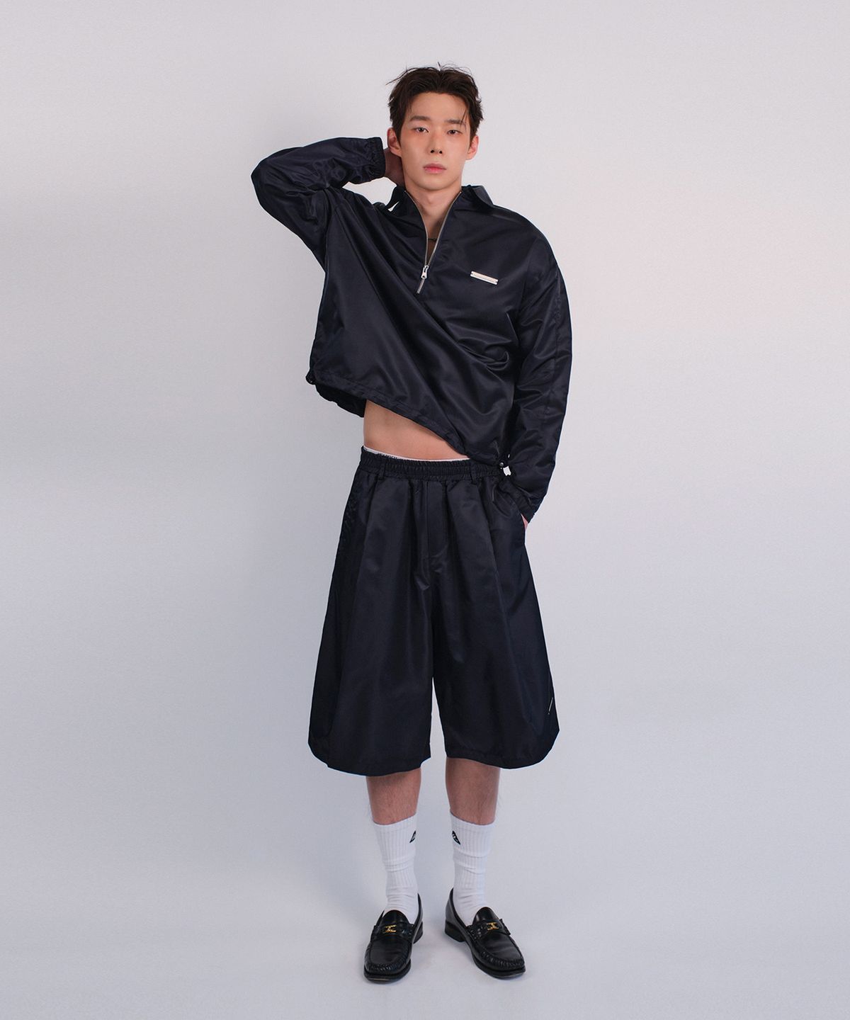 레코딩하우스(RECORDINGHOUSE) REC NYLON HALF PANTS [NAVY]