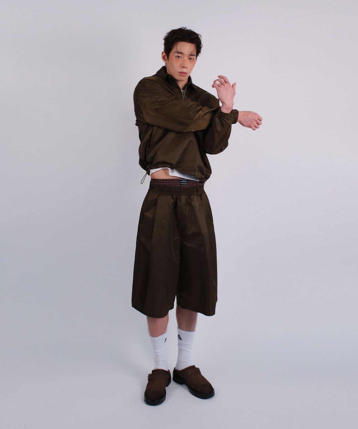 레코딩하우스(RECORDINGHOUSE) REC NYLON HALF PANTS [KHAKI]