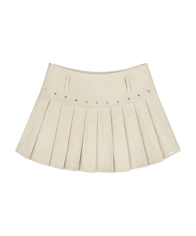 스터드 플리츠 미니 스커트 (Beige)