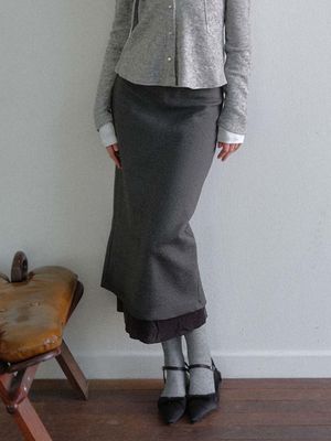 LIMA WOOL LAYERED SKIRT_CHARCOAL