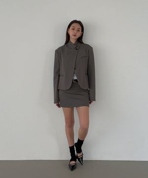 하이넥 자켓 차콜