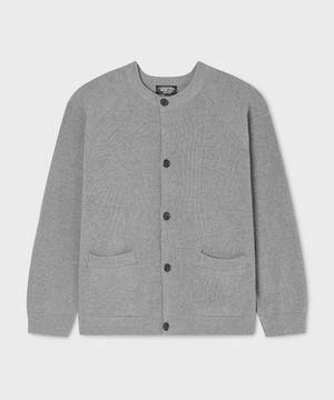 R-neck ribbed knit Cardigan (U) / WHCKG1295U